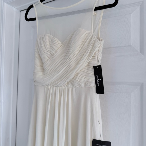 NWT Lulus Some Type of Sway Cream Chiffon Sleeveless Maxi Formal Dress Gown XS - Picture 5 of 9